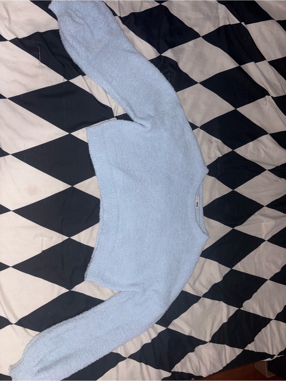 Cozy Light Blue Women's cropped Crewneck Sweater